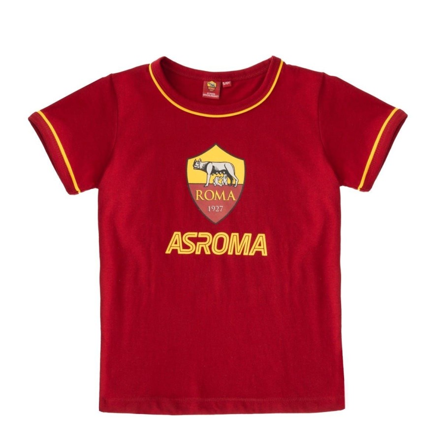 Abbigliamento AS Roma Intimo E Pigiami | Pigiama Corto Girocollo, Bambini, Bordeaux