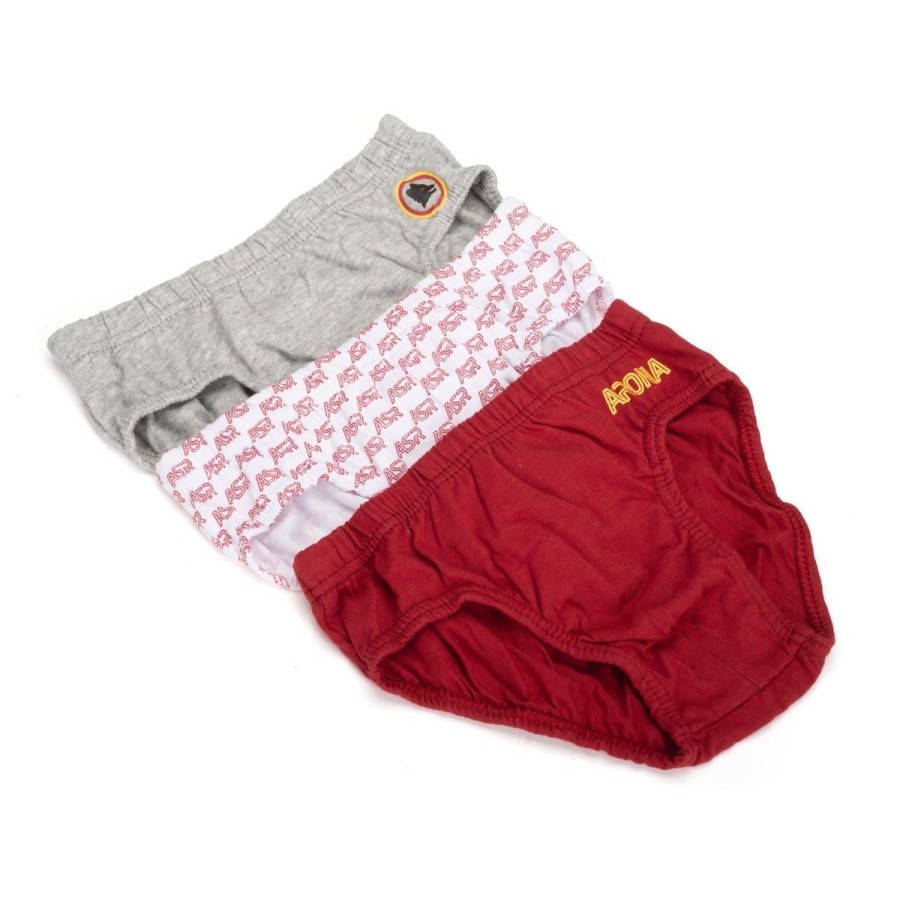 Abbigliamento AS Roma Intimo E Pigiami | 3 Slip As Roma, Bambini, Bianco, Grigio, Rosso