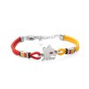 Accessori AS Roma Gioielli | Bracciale Con Placca Centrale Lupetto In Acciaio Anallergico E Cordino In Tessuto Regolabile Rosso E Giallo