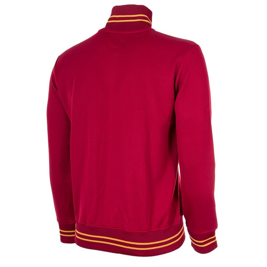 Abbigliamento AS Roma Felpe | Felpa Con Zip Modello Retro Uomo Rossa