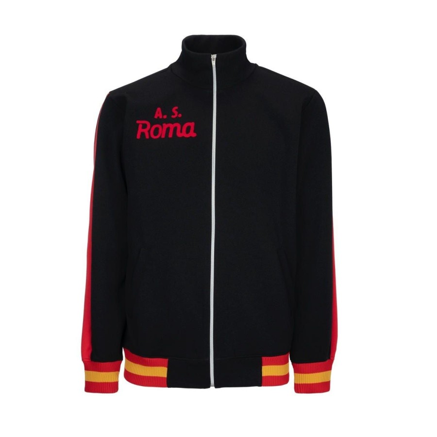 Abbigliamento AS Roma Felpe | Felpa Con Zip Modello Retro Anno 1977 - 78 Uomo, Nera