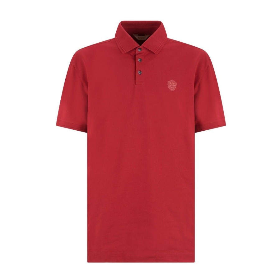 Abbigliamento AS Roma T-Shirts E Polo | Polo Premium In Piquet, Uomo, Bordeaux