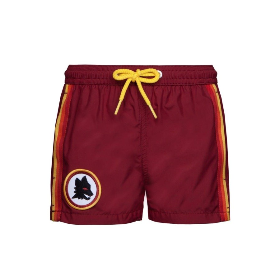 Abbigliamento AS Roma Costumi Da Bagno | Costume Da Bagno Saint Barth As Roma Logo Lupetto, Bambino, Rosso