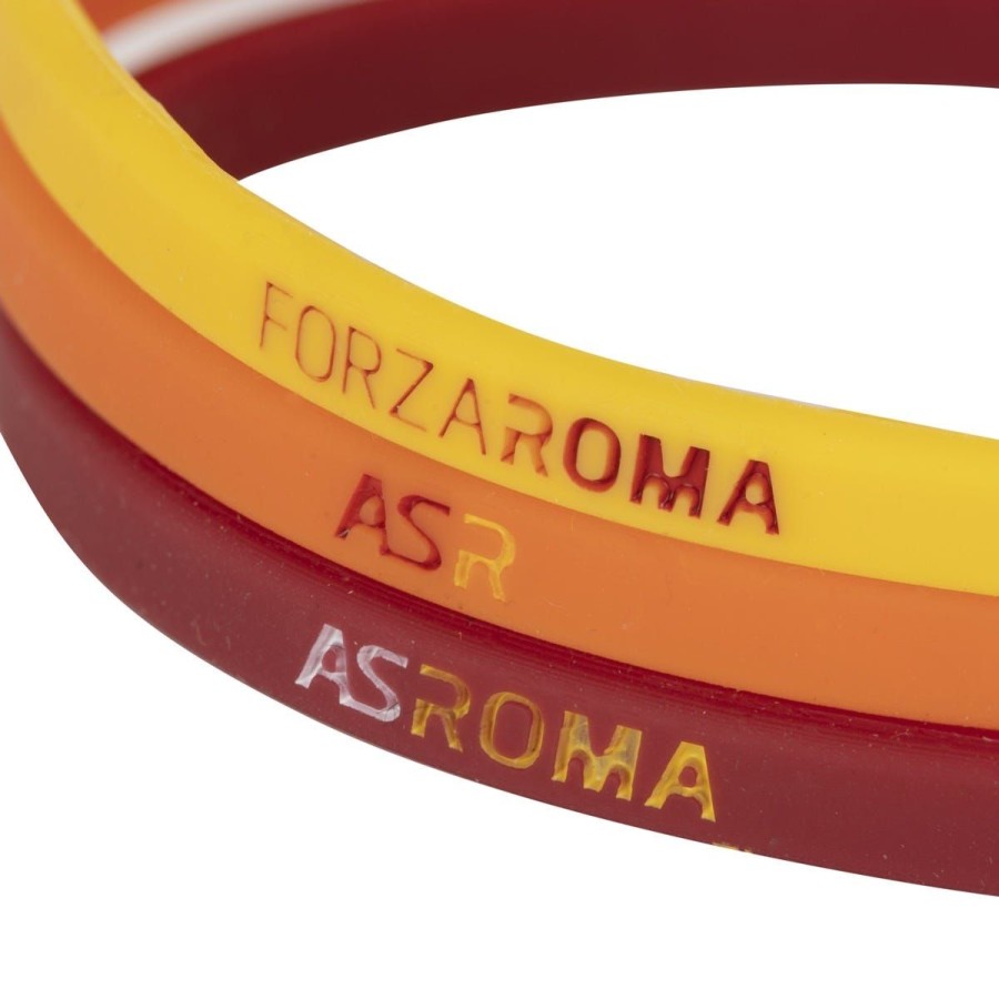 Accessori AS Roma Gioielli | Set Di 3 Braccialetti In Silicone Colori Rosso, Giallo, Arancione