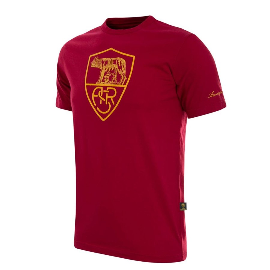 Abbigliamento AS Roma T-Shirts E Polo | T-Shirt As Roma Heritage Logo Crest, Uomo, Rosso