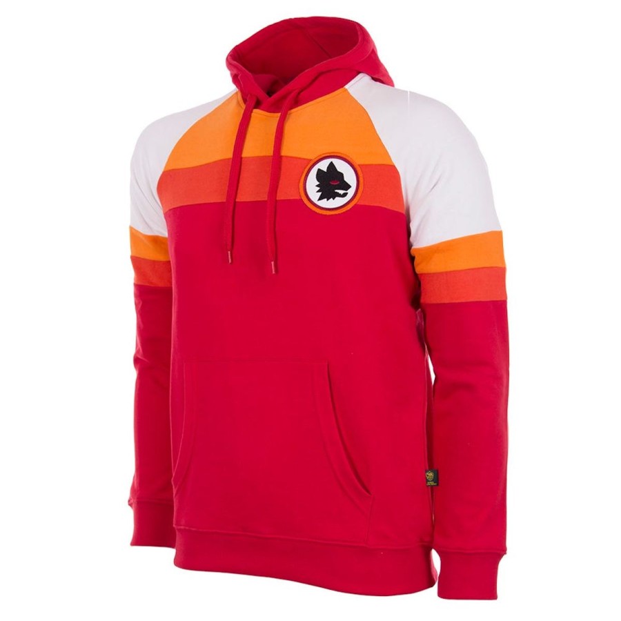 Abbigliamento AS Roma Felpe | Felpa Con Cappuccio Modello Retro 1979-80, Uomo, Rossa