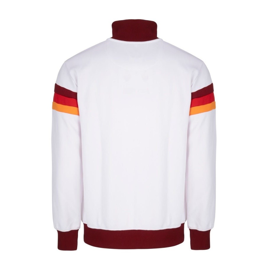 Abbigliamento AS Roma Felpe | Felpa Con Zip Modello Retro Anno 1977 - 78 Uomo Bianca