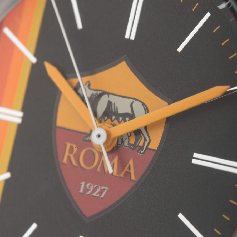 Accessori AS Roma Orologi | Orologio Al Quarzo Quadrante Nero Con Fasce Giallo E Arancio, Cassa Da 37Mm, Unisexnero