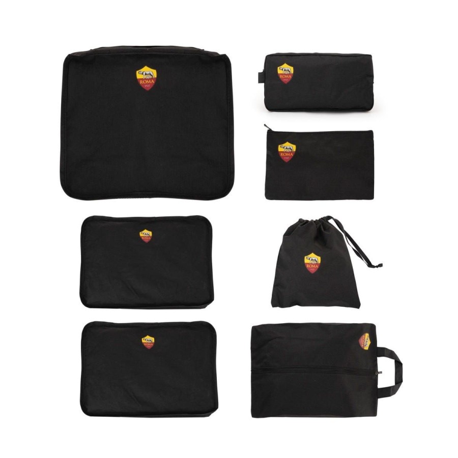 Accessori AS Roma Borse E Zaini | Set Organizer Valigia 7 Pezzi, Nero