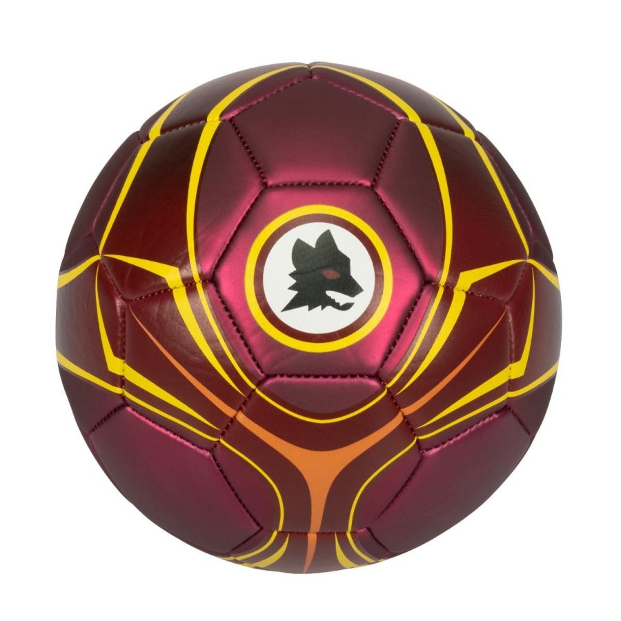 Accessori AS Roma Palloni | Pallone Da Calcio As Roma Finitura Metallizzata E Logo Lupo, Taglia 1