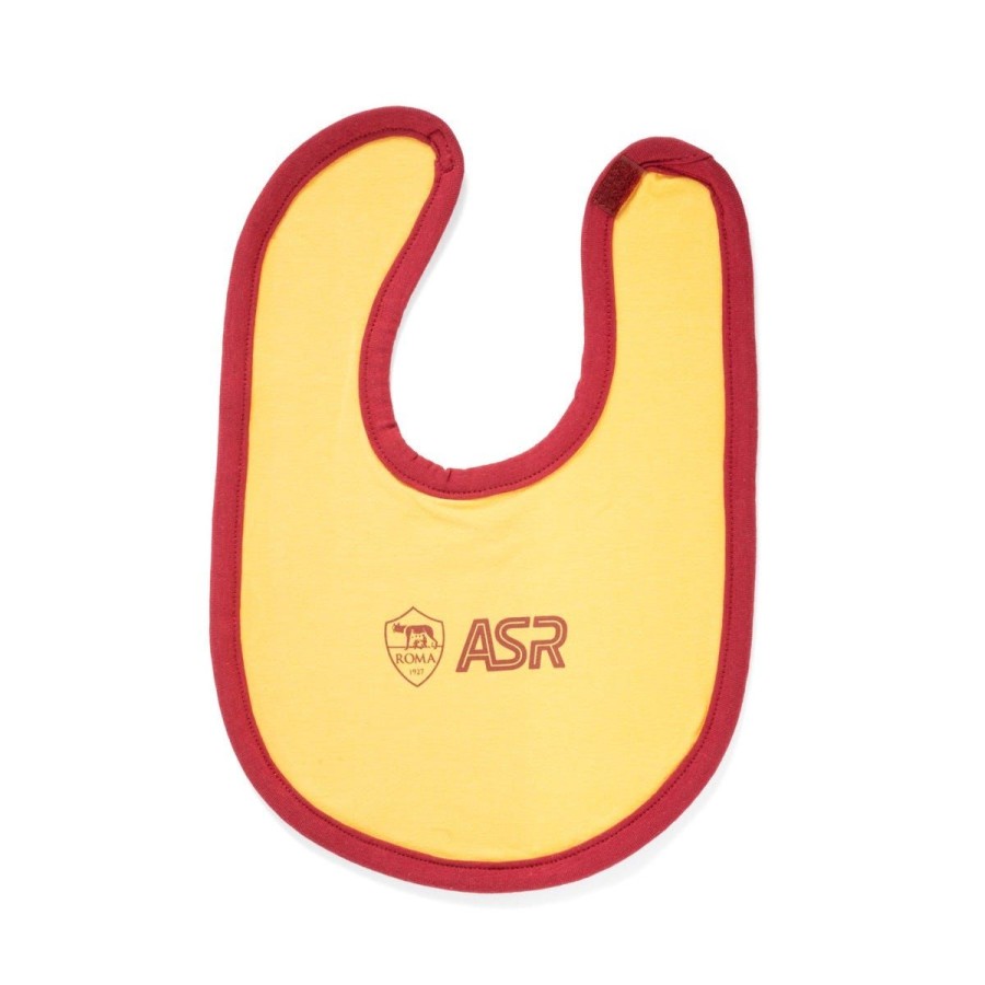 Abbigliamento AS Roma Bavaglini | Set Neonati Composto Da Due Bavaglini Con Logo Asr E Crest Centrale, Giallo E Rosso