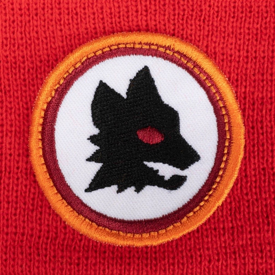 Accessori AS Roma Cappellini E Berretti | Berretto Con Ponpon E Logo Frontale Modello Retro Taper Unisex - Rosso