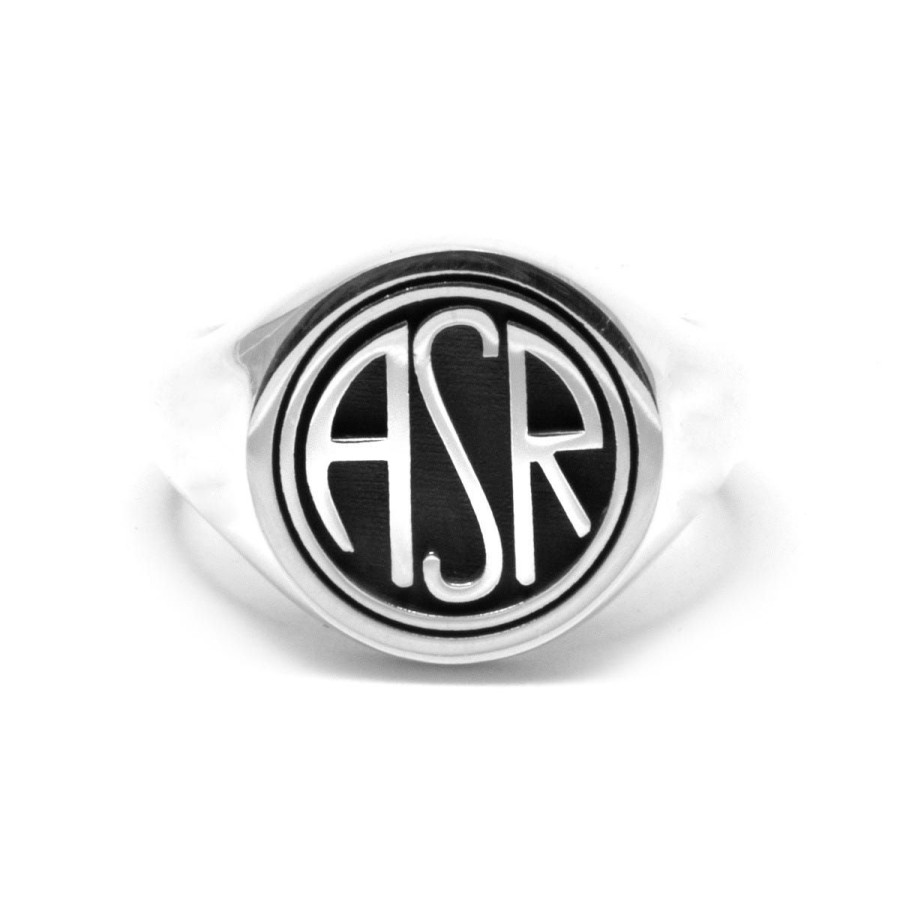 Accessori AS Roma Gioielli | Anello Chevalier Sigillo Asr Tondo As Roma X Nove25, Unisex, Argento Brunito