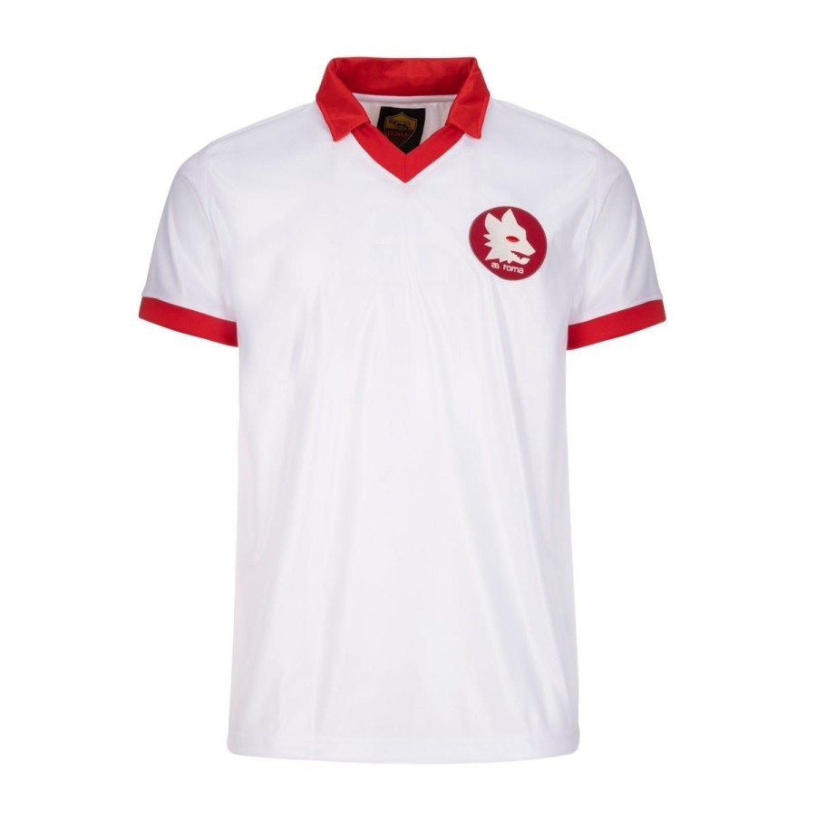 Abbigliamento AS Roma T-Shirts E Polo | Maglia Manica Corta Modello Retro Anno 1984 Finale Coppa Dei Campioni Uomo Bianca