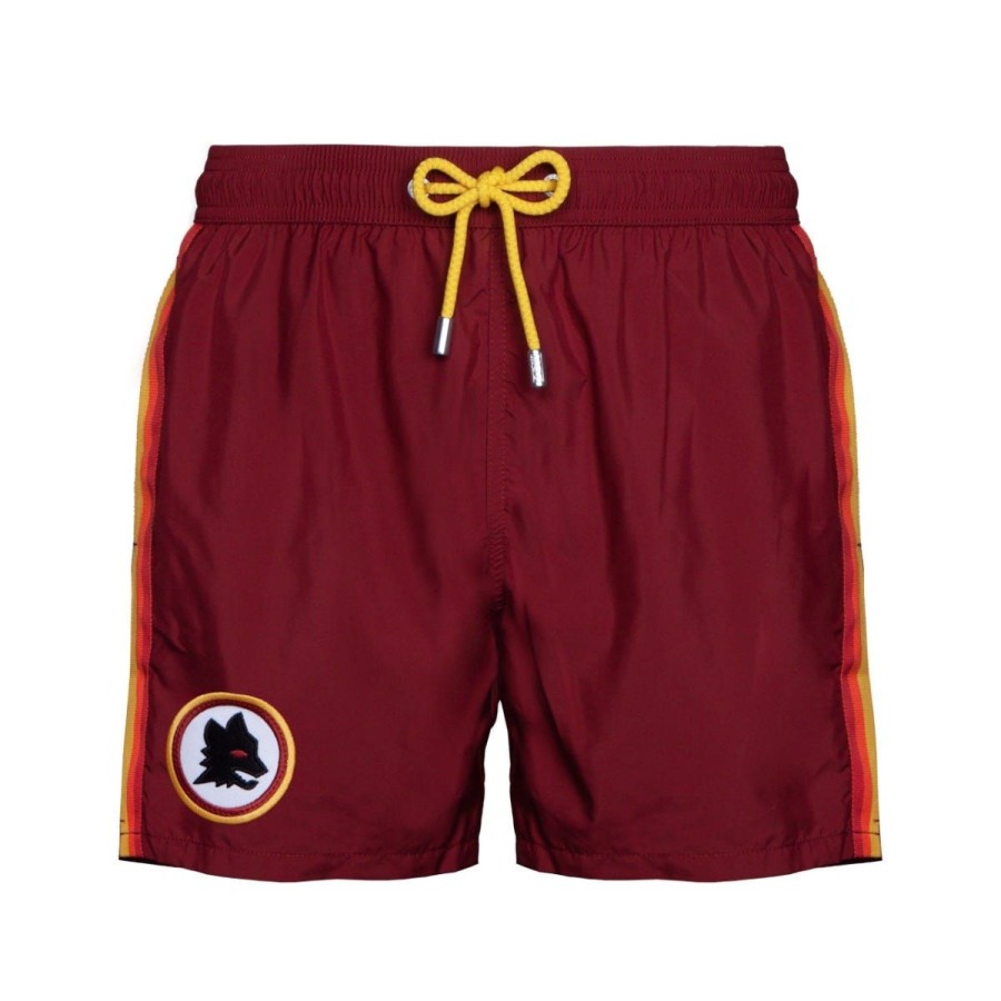 Abbigliamento AS Roma Costumi Da Bagno | Costume Da Bagno Saint Barth As Roma Logo Lupetto, Uomo, Rosso